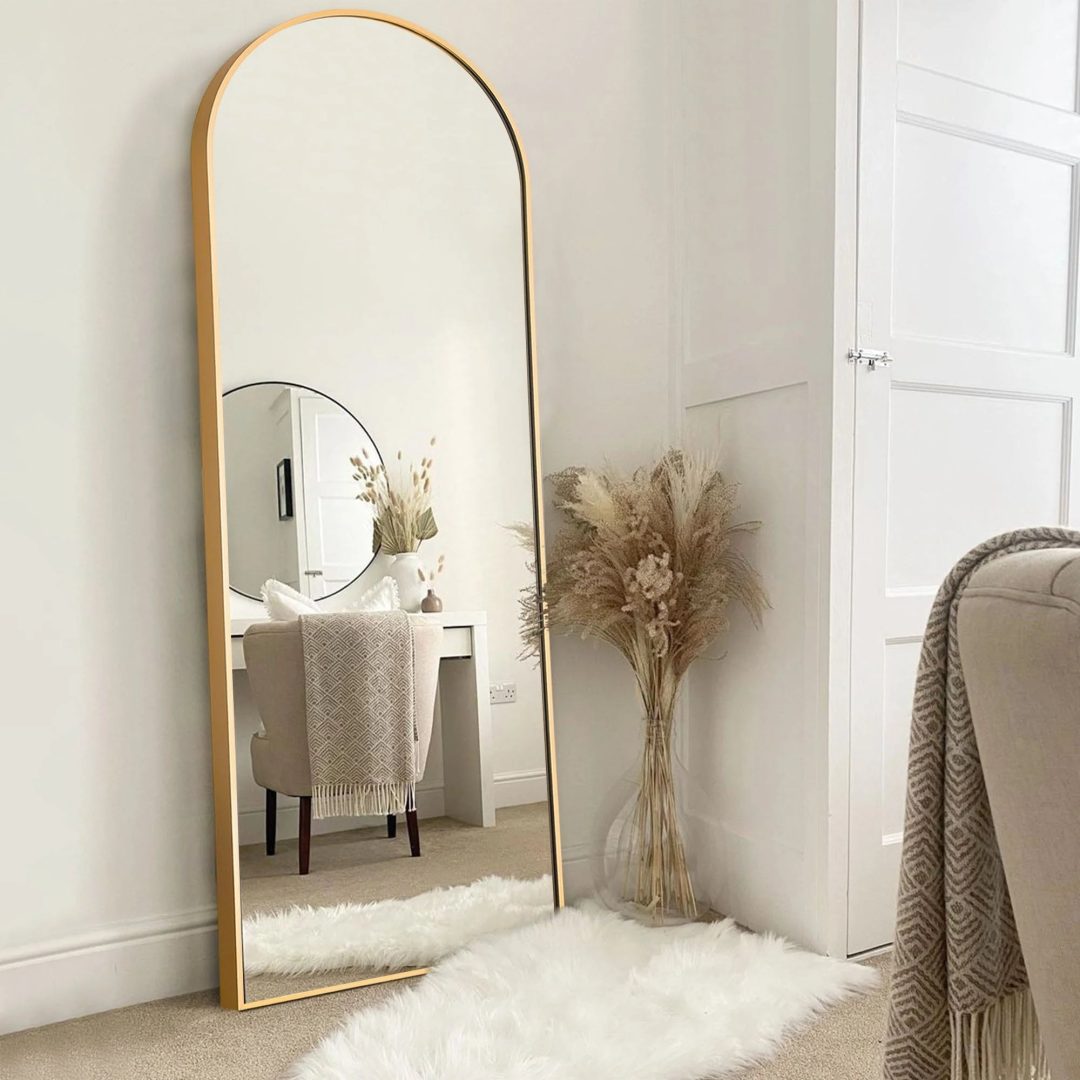 ZenVora Arched Full Length Floor Mirror, Large Full Body Standing and Wall Mounted Mirror for Bedroom, Living Room and Home Decor