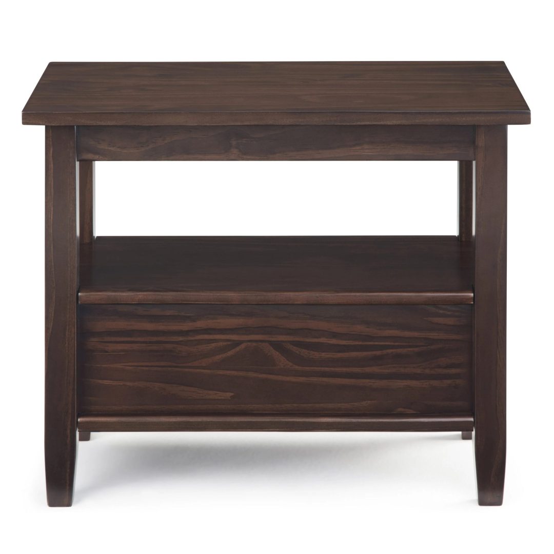 ZenVora 14" Wide Solid Wood Narrow Side Table, Rectangle Transitional Style Accent Table
