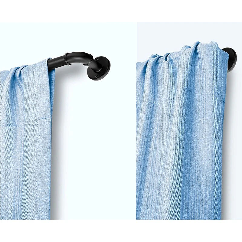 ZenVora 1 Inch Industrial Curtain Rods for Windows, Blackout Wrap-Around Rods, Rustic Matte Black