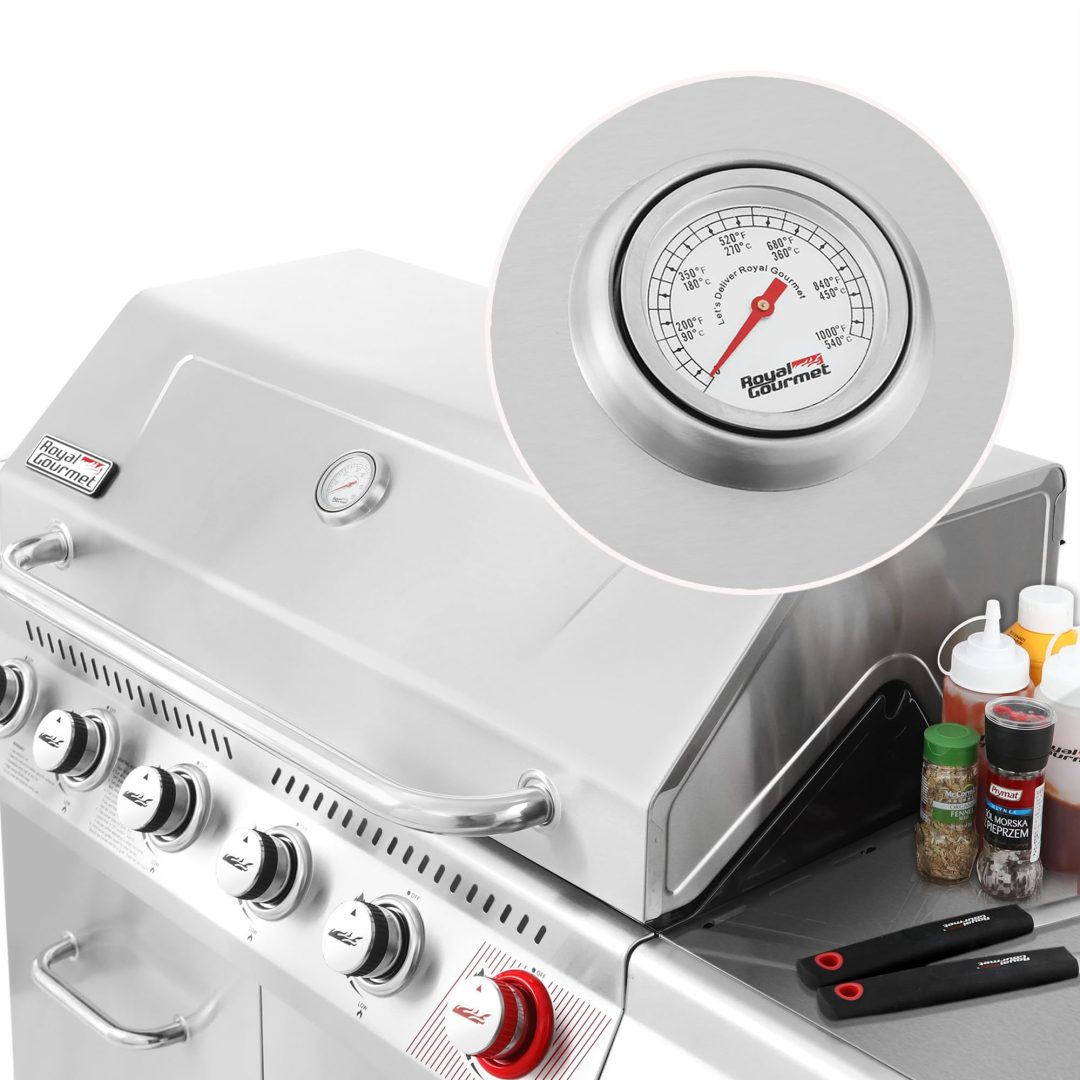 ZenVora Stainless Steel 6-Burner Gas Grill – 74,000 BTU with Sear & Side Burner, Cabinet Style