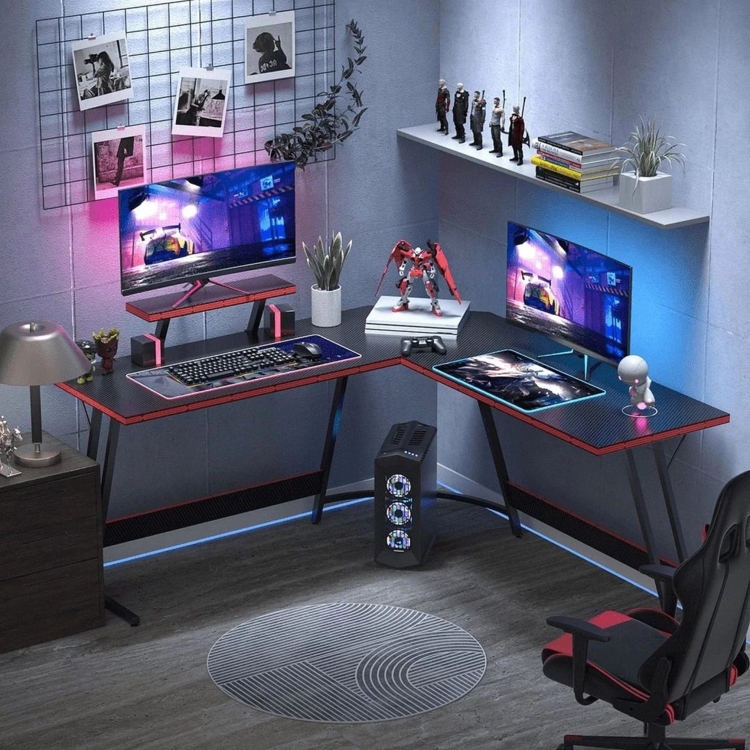 ZenVora L-Shaped Gaming Desk, Computer Corner Desk and Office Writing Desk for Home