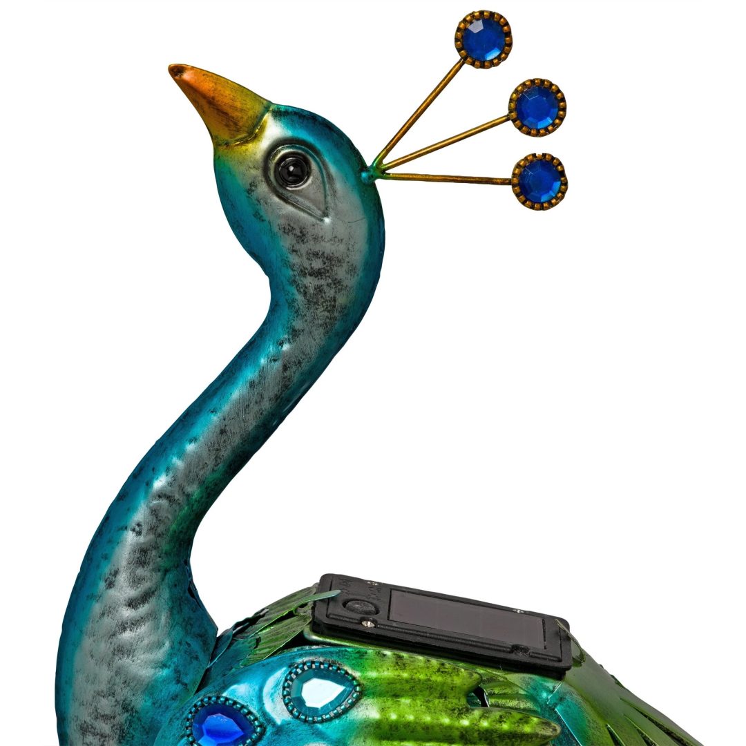 ZenVora Tall Metallic Peacock Garden Statue, Multicolor Outdoor Standing Bird Sculpture for Yard, Patio and Garden Decoration