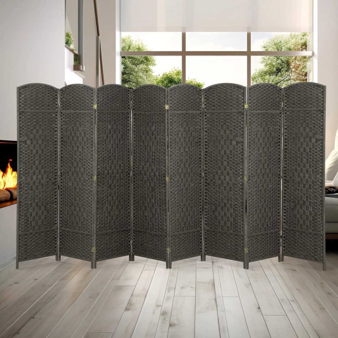 ZenVora 6 FT Tall Woven Fiber Room Divider, Freestanding Folding Privacy Screen
