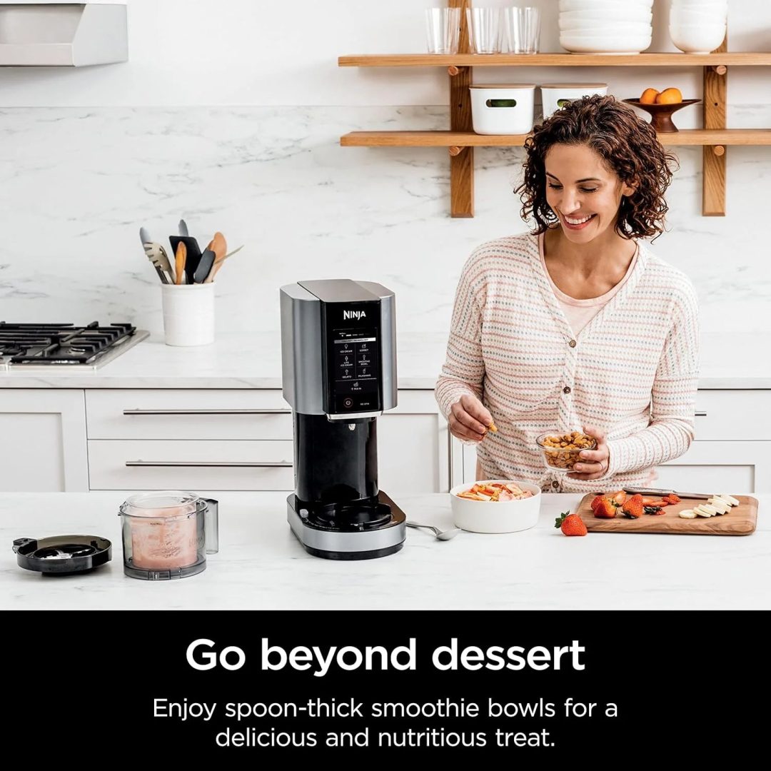 ZenVora 7-in-1 Ice Cream Maker with 2 Pint Containers and Lids, Compact, Silver