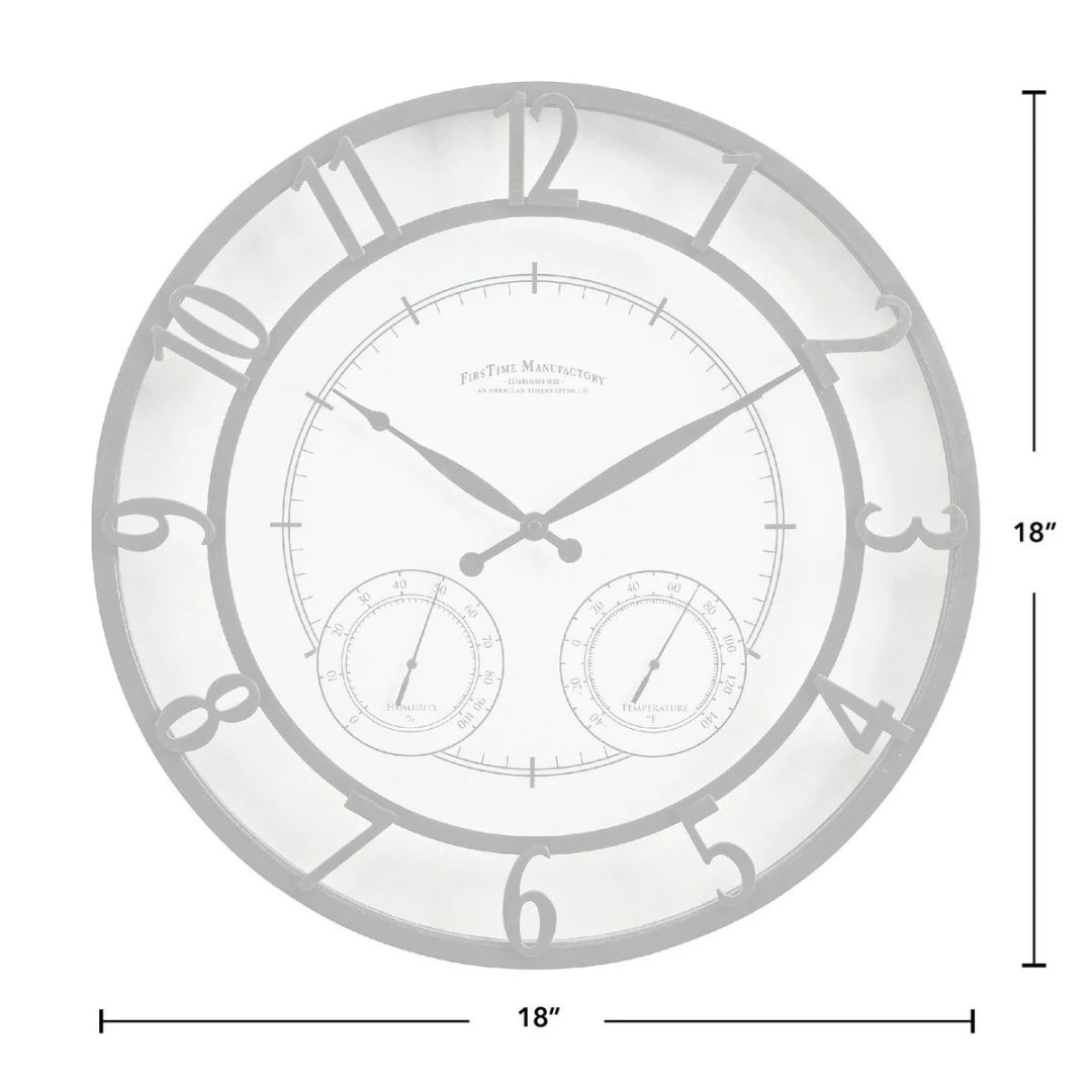 ZenVora 18" Bronze-Tone Outdoor Wall Clock, Weather-Resistant Plastic, Farmhouse Style