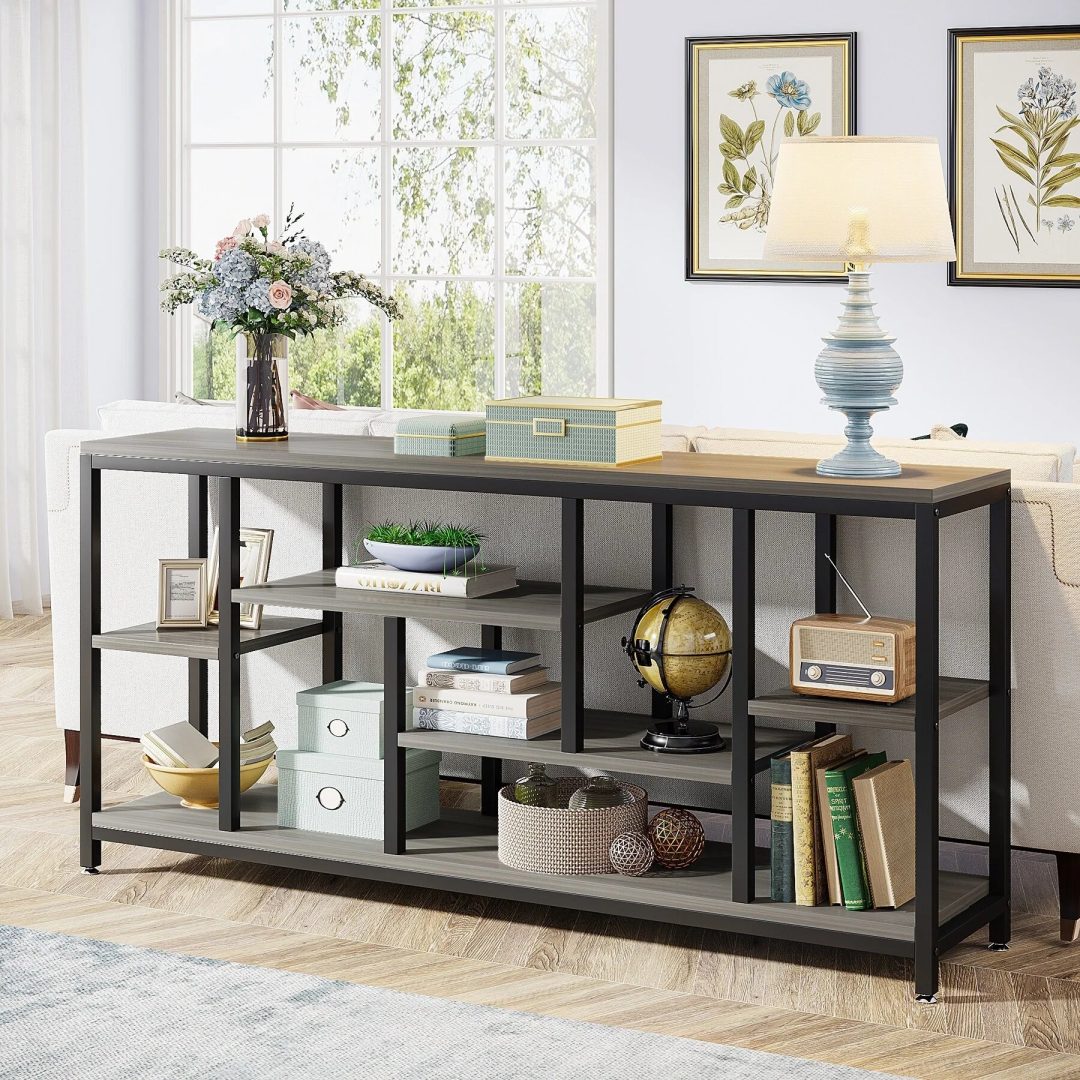 ZenVora 70.9 Inch Console Sofa Table with Storage, 3-Tier Entryway Table for Hallway