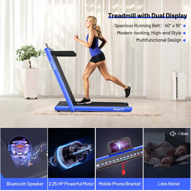 ZenVora 2-in-1 Folding Electric Treadmill, 2.25 HP, Under-Desk, with Dual Display and Smart App Control