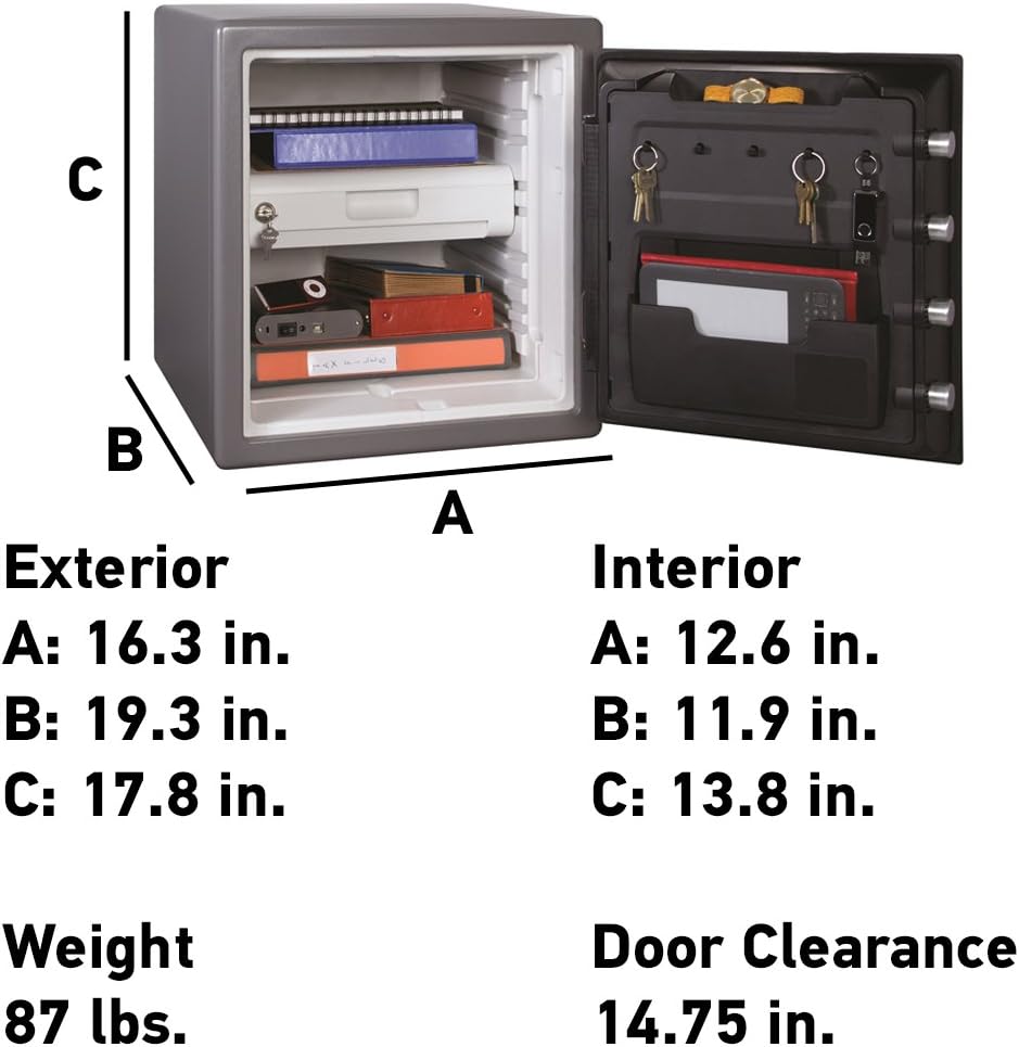 ZenVora 1.23 Cu Ft Waterproof and Fireproof Digital Safe Box, Alloy Steel Security Safe for Home and Office