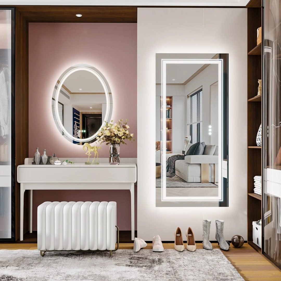ZenVora Extra Large LED Lighted Bathroom Mirror, Anti-Fog Wall Mounted Vanity Mirror with 3 Colors