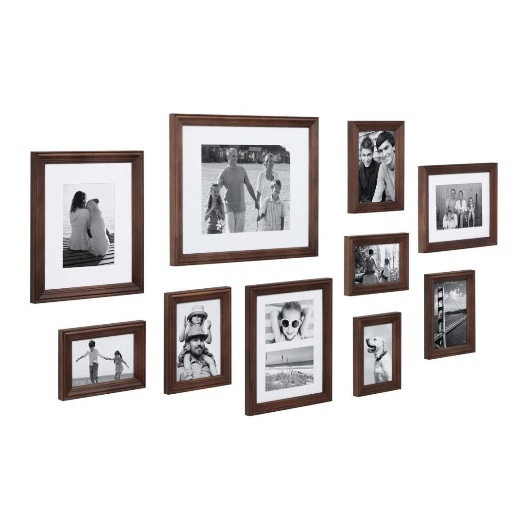 ZenVora 10-Piece Wood Gallery Wall Picture Frame Set, Decorative Photo Display Frames for Living Room, Bedroom and Home Decor