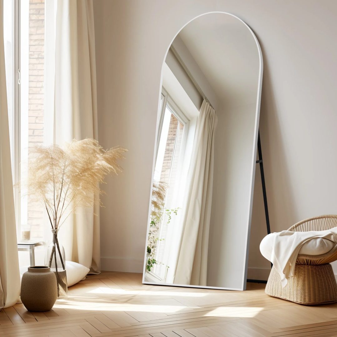 ZenVora Arched Full Length Floor Mirror, Large Full Body Standing and Wall Mounted Mirror for Bedroom, Living Room and Home Decor