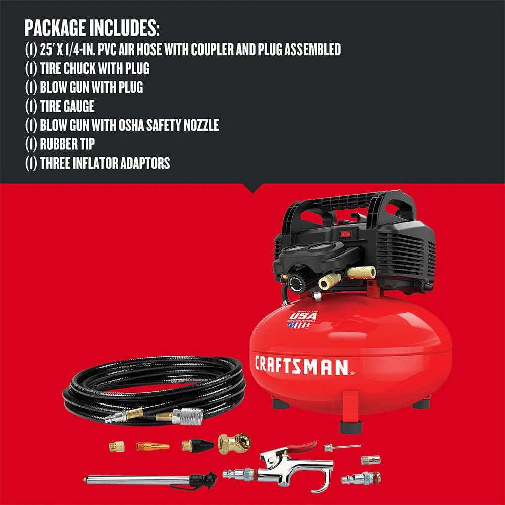 ZenVora 6 Gallon Pancake Air Compressor, Oil-Free Portable Compressor Kit for Garage, Workshop and DIY Projects