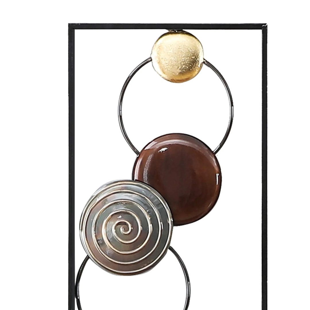 ZenVora Set of 2 Modern Gold and Brown Metal Wall Decor, Abstract Decorative Wall Art for Living Room, Bedroom and Home Decoration