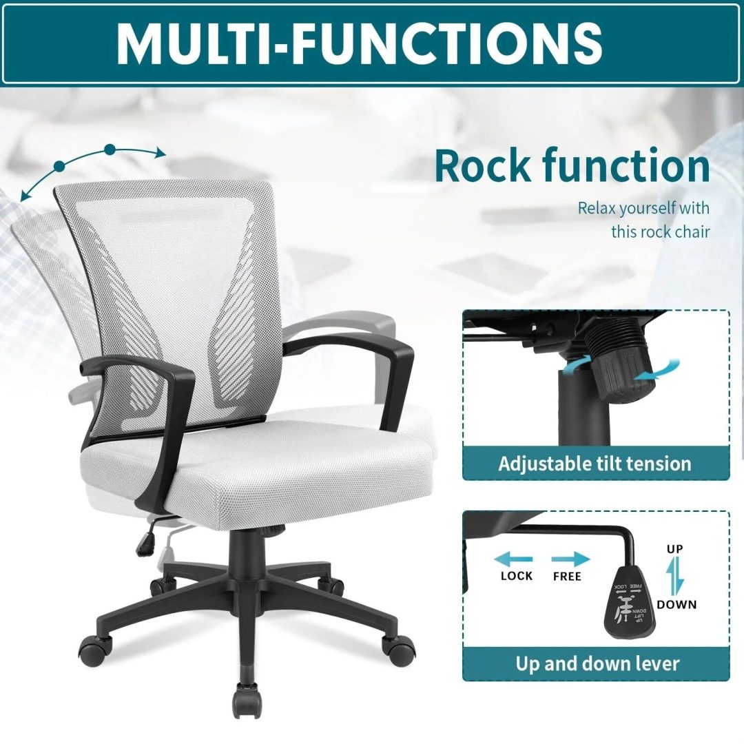 ZenVora Ergonomic Mesh Office Chair with Lumbar Support, Breathable Computer Desk Chair