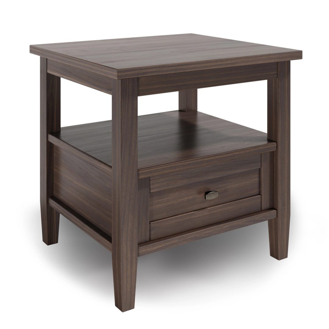 ZenVora 20 Inch Wide Solid Wood Rectangle End Table, Transitional Side Table