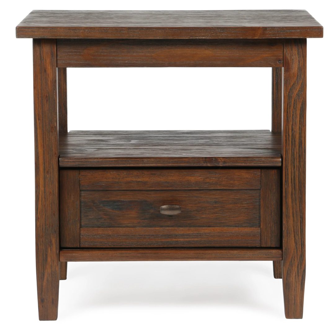 ZenVora 20 Inch Wide Solid Wood Rectangle End Table, Transitional Side Table