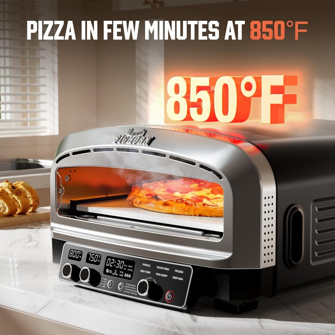 ZenVora 14-Inch Countertop Electric Pizza Oven, Stainless Steel