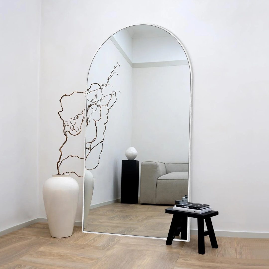 ZenVora Modern Arched Full Length Floor Mirror, Aluminum Alloy Frame Standing Full Body Mirror