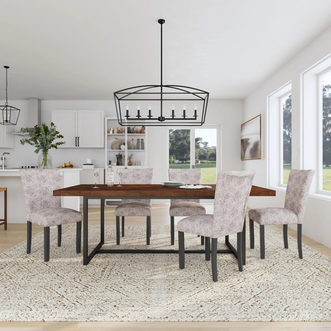 ZenVora Set of 2 Upholstered Medallion Dining Chairs, Comfortable Parsons Style Chairs for Kitchen and Dining Room