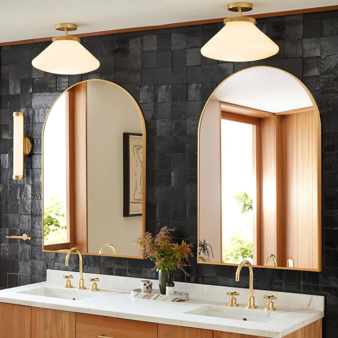 ZenVora 2 Pack 36x24 Inch Arched Bathroom Vanity Mirrors, Wall Mounted Decorative Mirrors for Bathroom and Bedroom