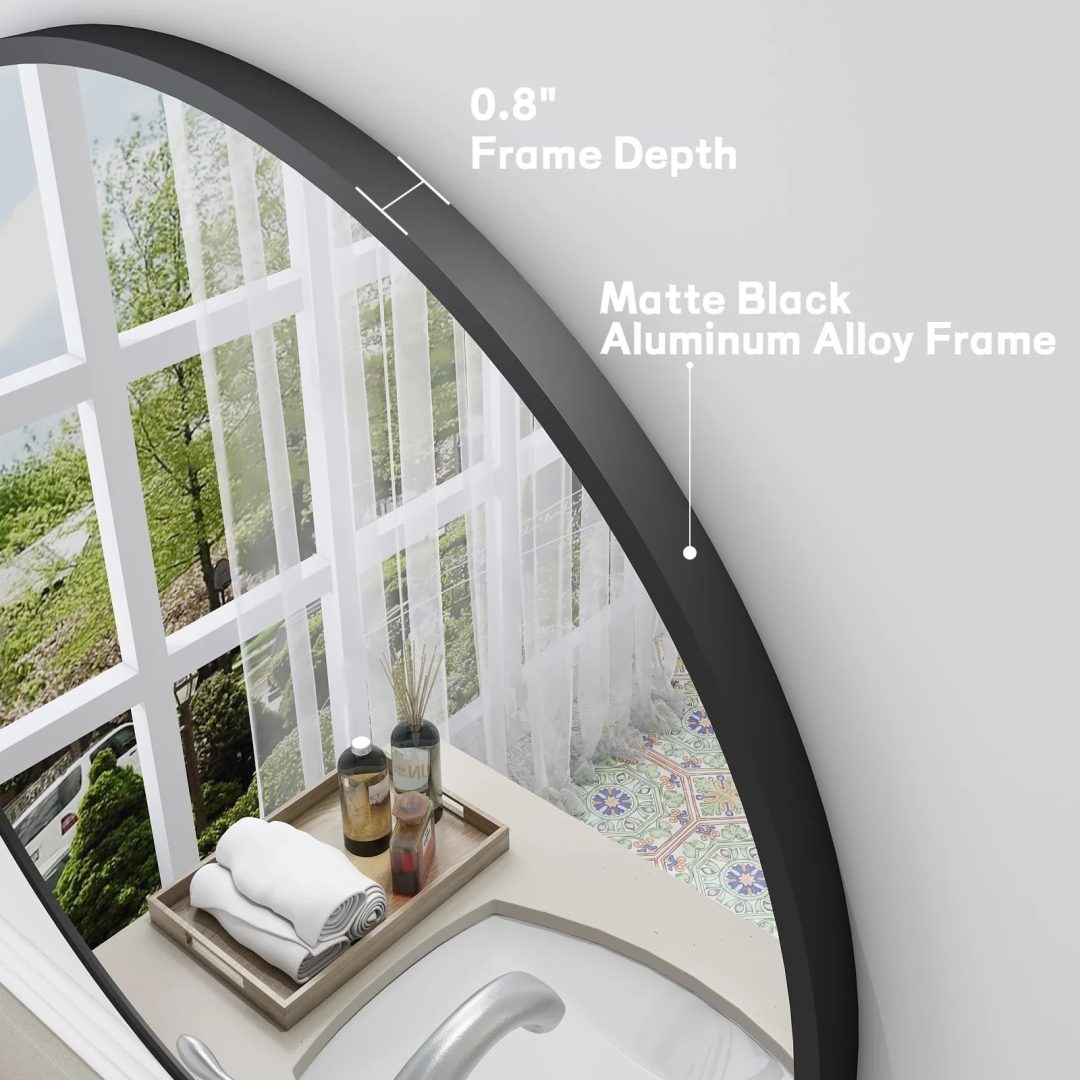 ZenVora Round Metal Black Frame Bathroom Vanity Mirror, Wall Mounted Decorative Mirror