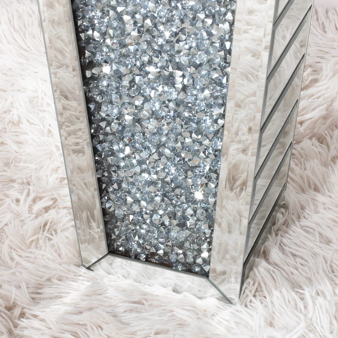 ZenVora Tall Crushed Diamond Floor Vase, Luxury Decorative Crystal Accent Vase for Living Room, Bedroom and Home Decor
