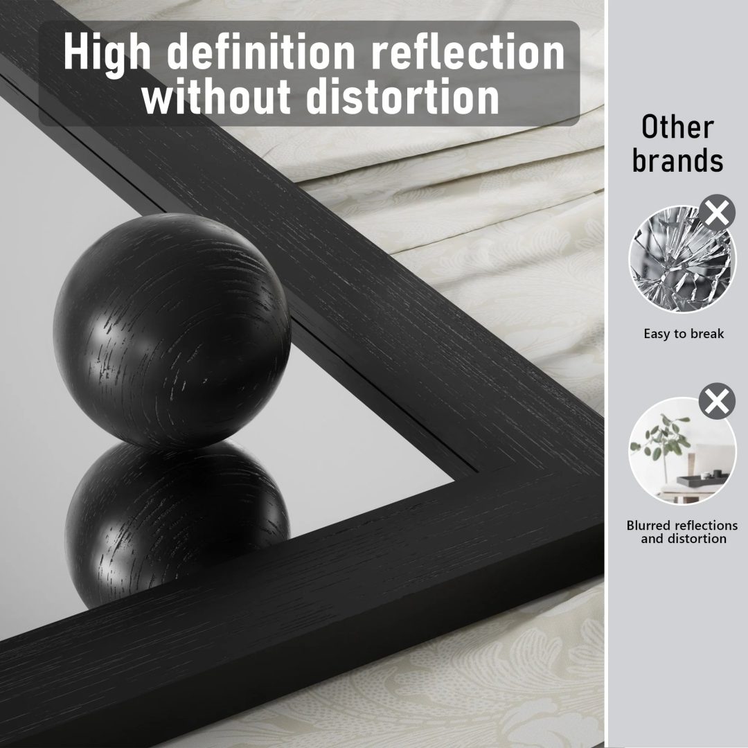 ZenVora Modern Rectangular Wall Mirror with Wood Frame, Bathroom and Barn Door Mirror, Multiple Sizes