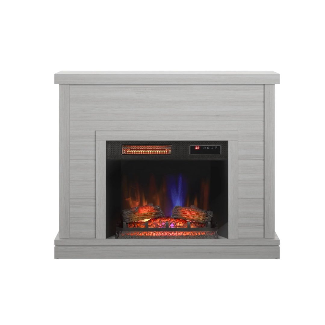 ZenVora 52" Shiplap Wall Fireplace Mantel, Modern Electric Fireplace with 3D Flame Effect Insert for Home Decor