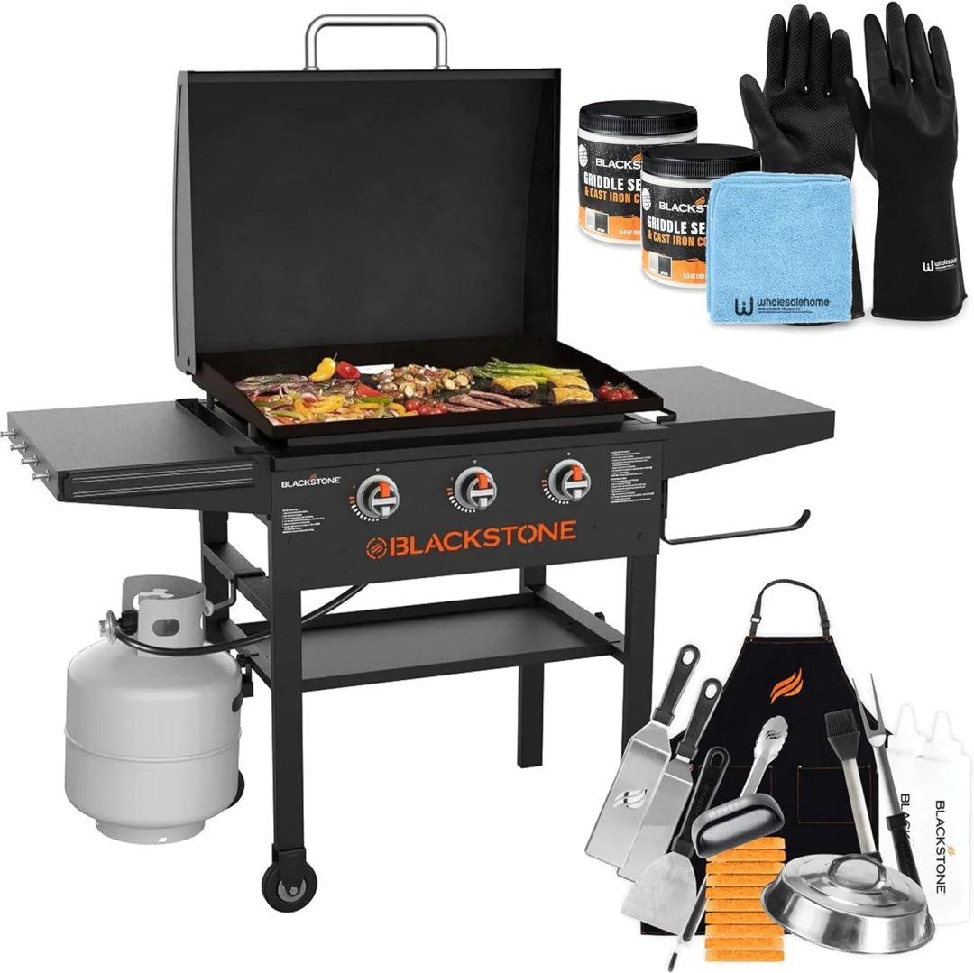 ZenVora 28 Inch Gas Griddle - 3 Burner Outdoor Flat Top Grill with Accessories