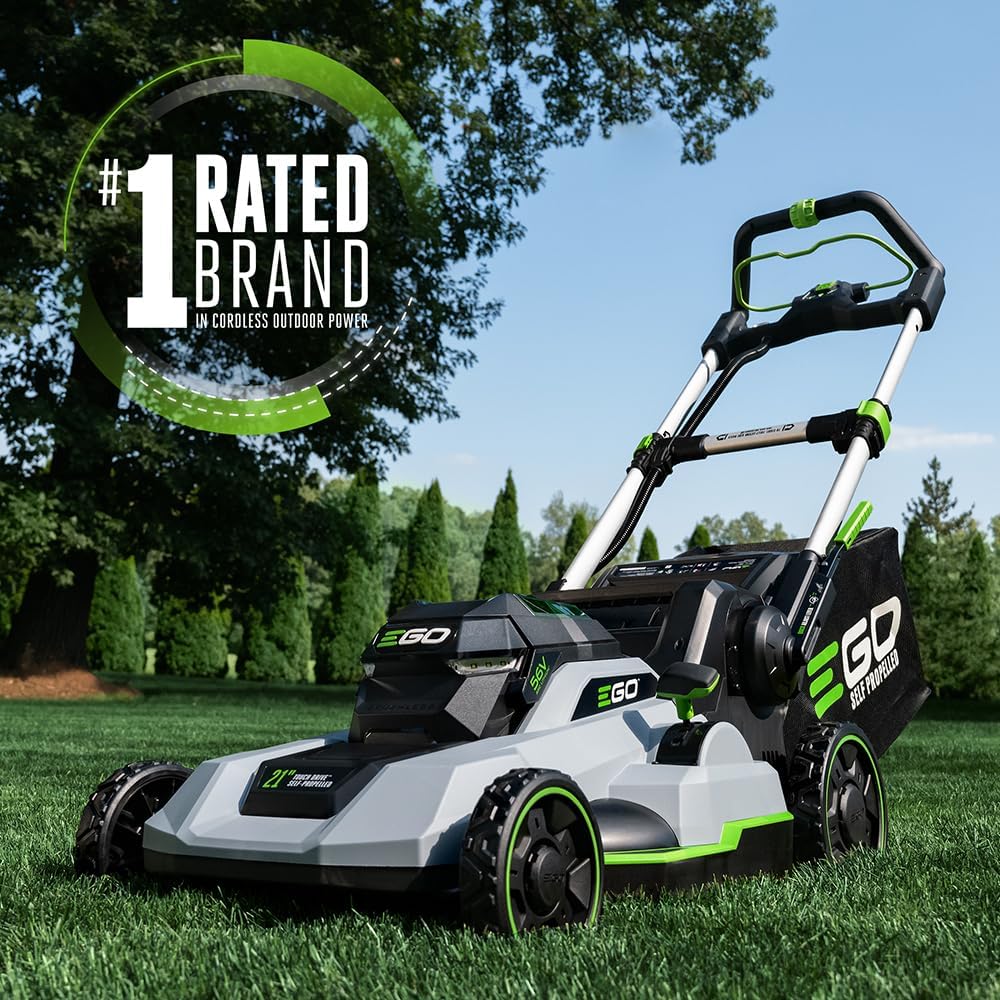 ZenVora 21-Inch 56V Self-Propelled Cordless Lawn Mower with 2 x 4.0Ah Batteries and Rapid Charger, Black