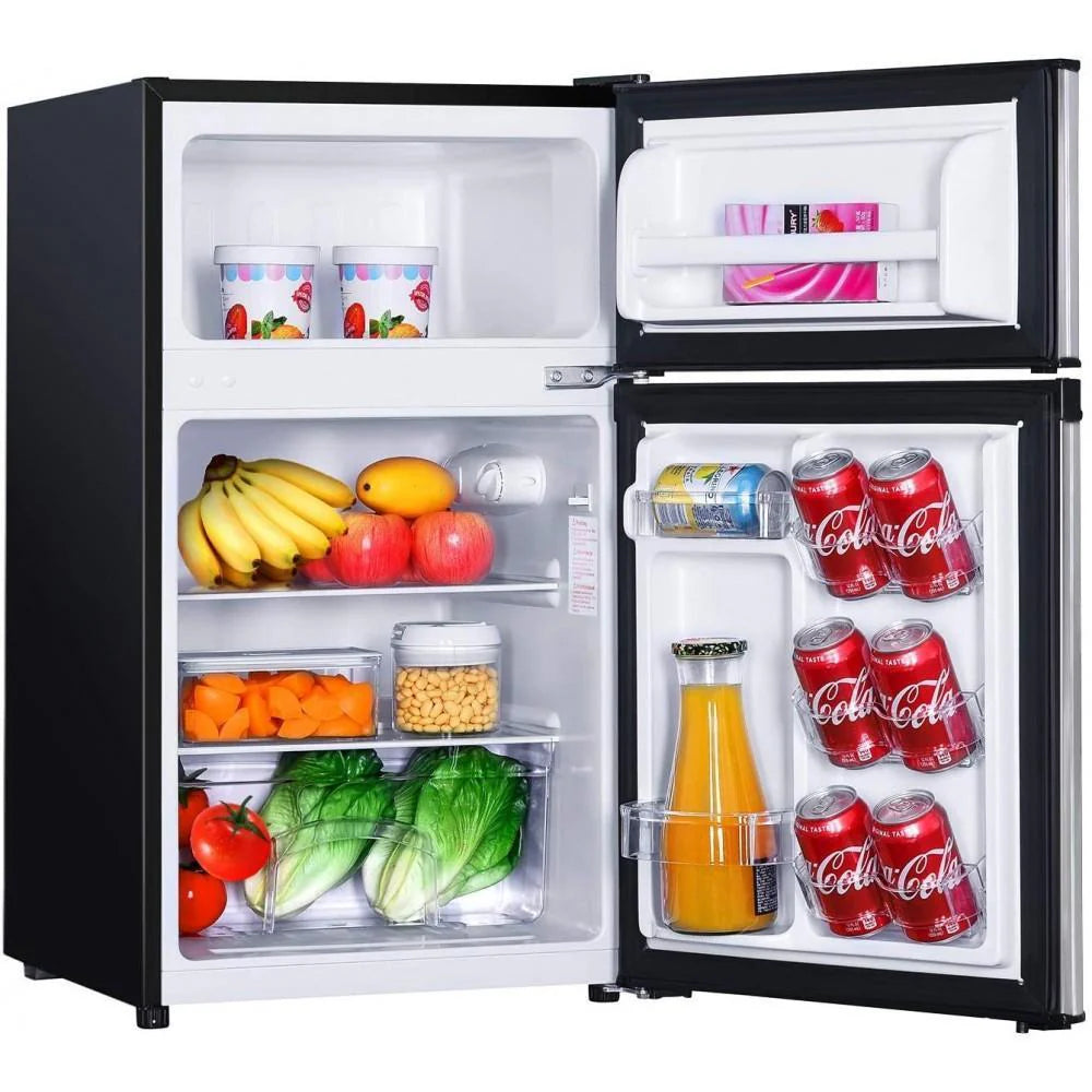 ZenVora Mini Fridge with Freezer, 3.1 Cu.Ft Small Refrigerator, Compact Refrigerator with LED Light