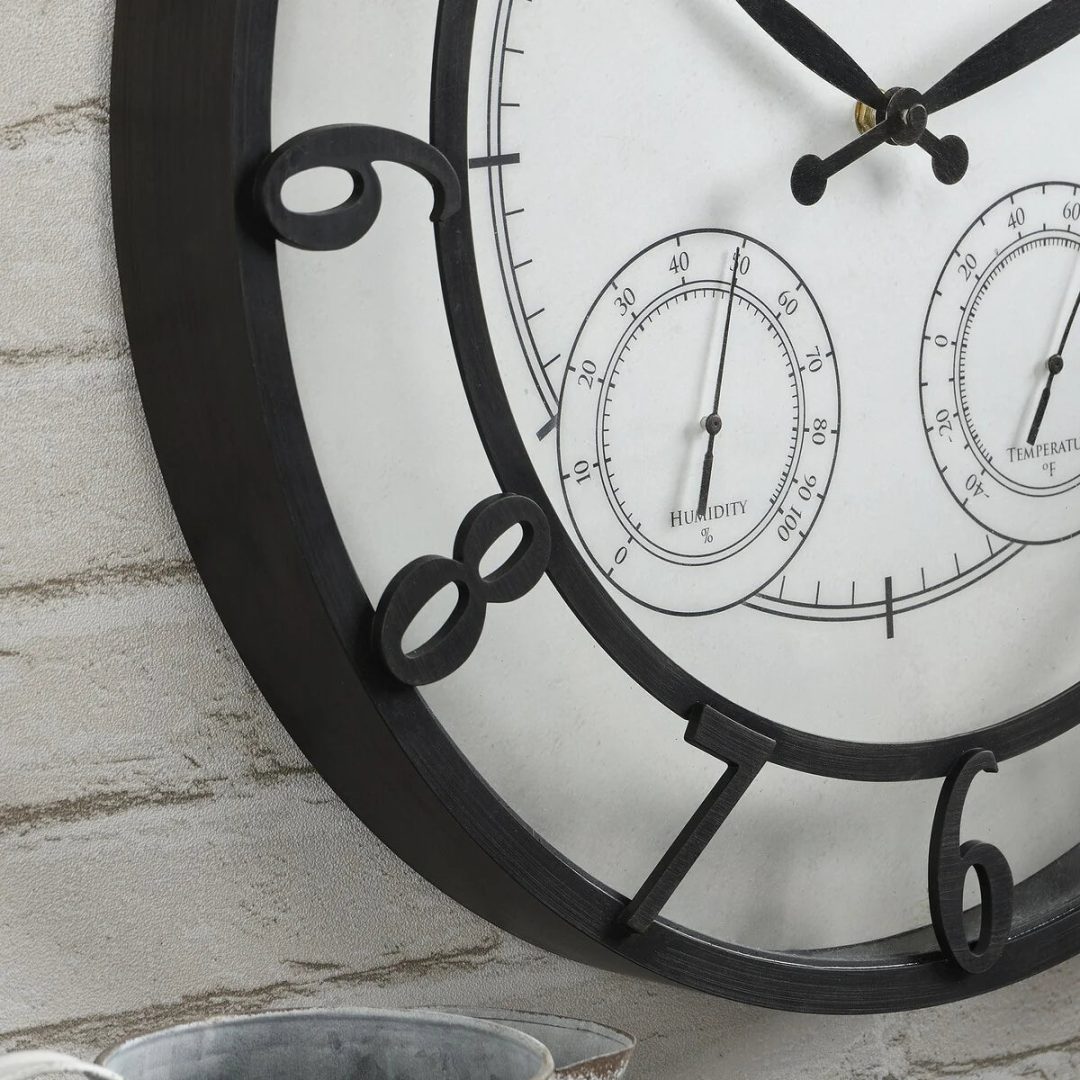 ZenVora 18" Bronze-Tone Outdoor Wall Clock, Weather-Resistant Plastic, Farmhouse Style