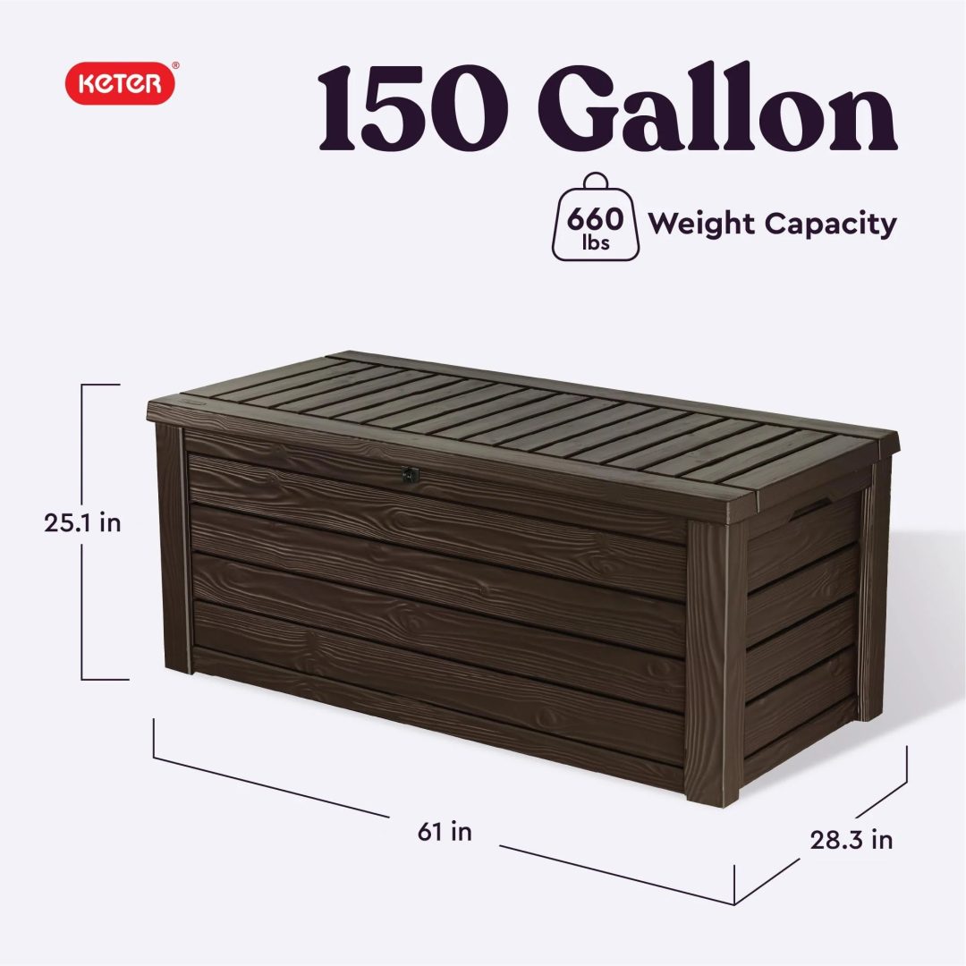 ZenVora 150 Gallon Outdoor Deck Box with Bench Seat, Large Storage Container for Patio, Garden, Yard and Pool Area