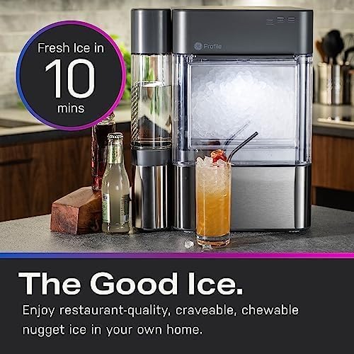 ZenVora Countertop Nugget Ice Maker with 1-Gallon Water Tank, Makes 38 lbs of Pellet Ice in 24 Hours, WiFi Smart Connectivity, Includes Ice Scoop, Stainless Steel