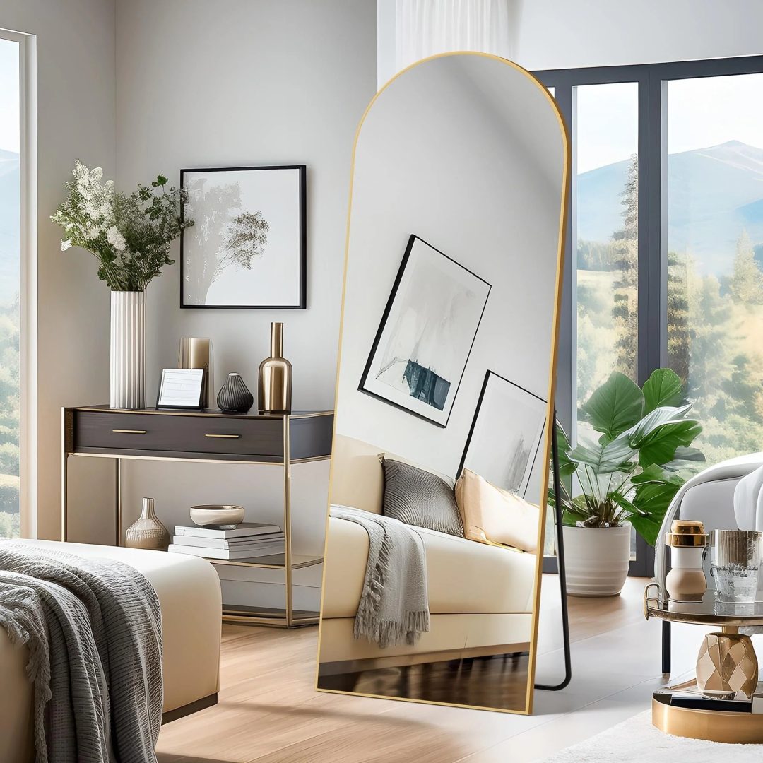 ZenVora Arched Full Length Floor Mirror, Large Full Body Standing and Wall Mounted Mirror for Bedroom, Living Room and Home Decor