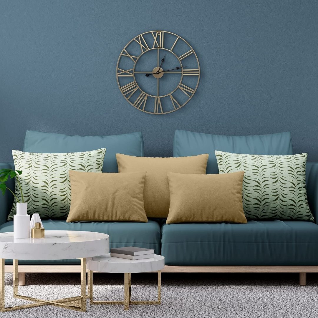 ZenVora 24 Inch Large Round Gold Metal Wall Clock, Decorative Analog Clock for Home