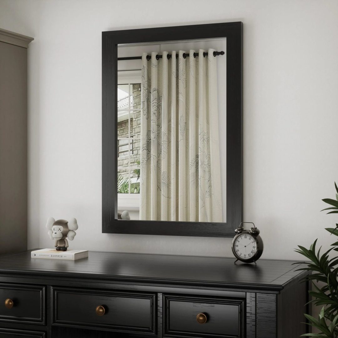 ZenVora Modern Rectangular Wall Mirror with Wood Frame, Bathroom and Barn Door Mirror, Multiple Sizes