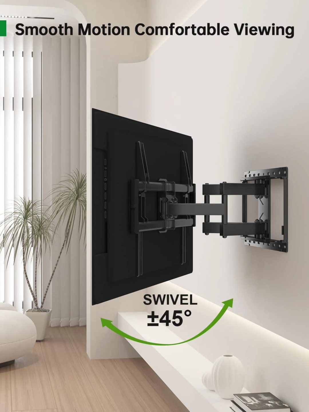 ZenVora Full Motion TV Wall Mount for Most 42-86 Inch Flat Screen TVs, Adjustable Swivel and Tilt Bracket