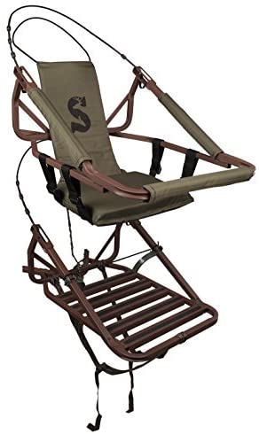 ZenVora Lightweight Aluminum Climbing Treestand with Padded Seat, 300 Lb. Capacity, Safety Harness Included