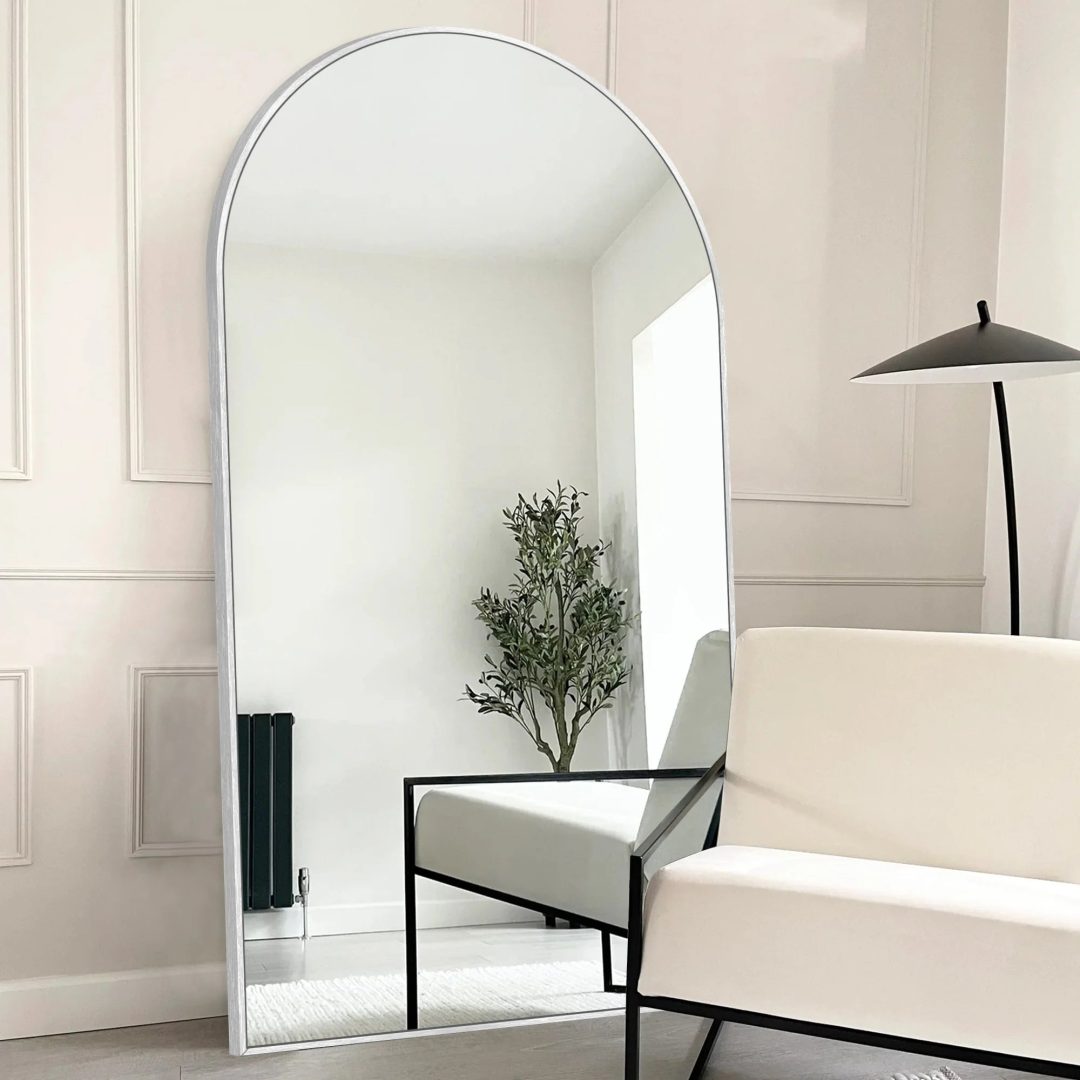 ZenVora Modern Arched Full Length Floor Mirror, Aluminum Alloy Frame Standing Full Body Mirror