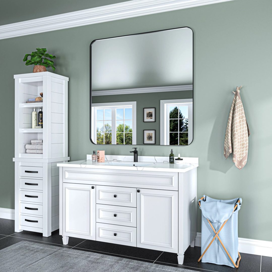 Aluminum Alloy Rounded Corner Vanity Mirror, Modern Wall Mounted Mirror for Bathroom, Bedroom and Home Decor
