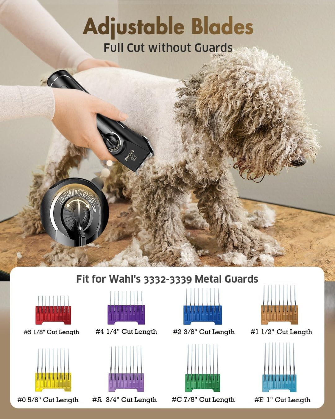 ZenVora Dog Clippers for Grooming Doodles and Poodles, Professional Pet Hair Trimmer for Thick Curly Hair