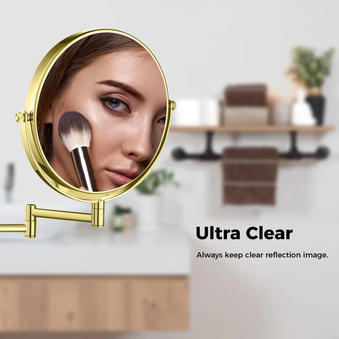 ZenVora 8 Inch Round Wall Mounted Makeup Mirror, Rechargeable, 1X/10X Magnification, 3-Color LED Lights
