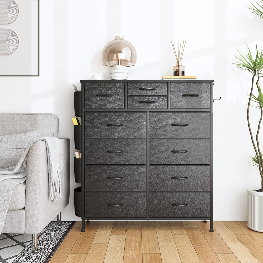 ZenVora 12 Drawer Fabric Dresser, Tall Bedroom Chest of Drawers with Storage
