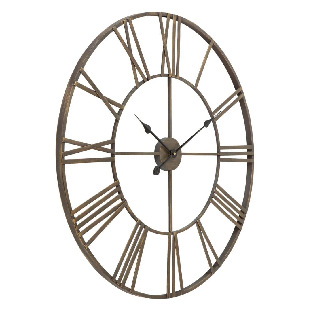 ZenVora Modern Round Metal Wall Clock, Decorative Circular Hanging Clock for Living Room, Bedroom and Office