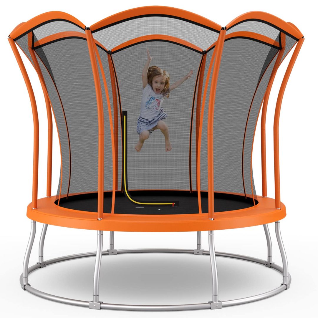 ZenVora 8FT/10FT Outdoor Trampoline – ASTM Approved with Unique Flower Shape