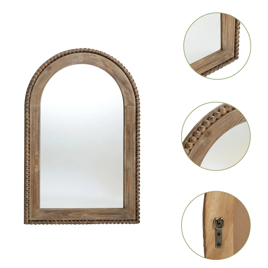 ZenVora Wood Framed Arch Window Wall Mirror, Bathroom Wall Mirror - 39.25 H x 25.87 W x 1.5 D