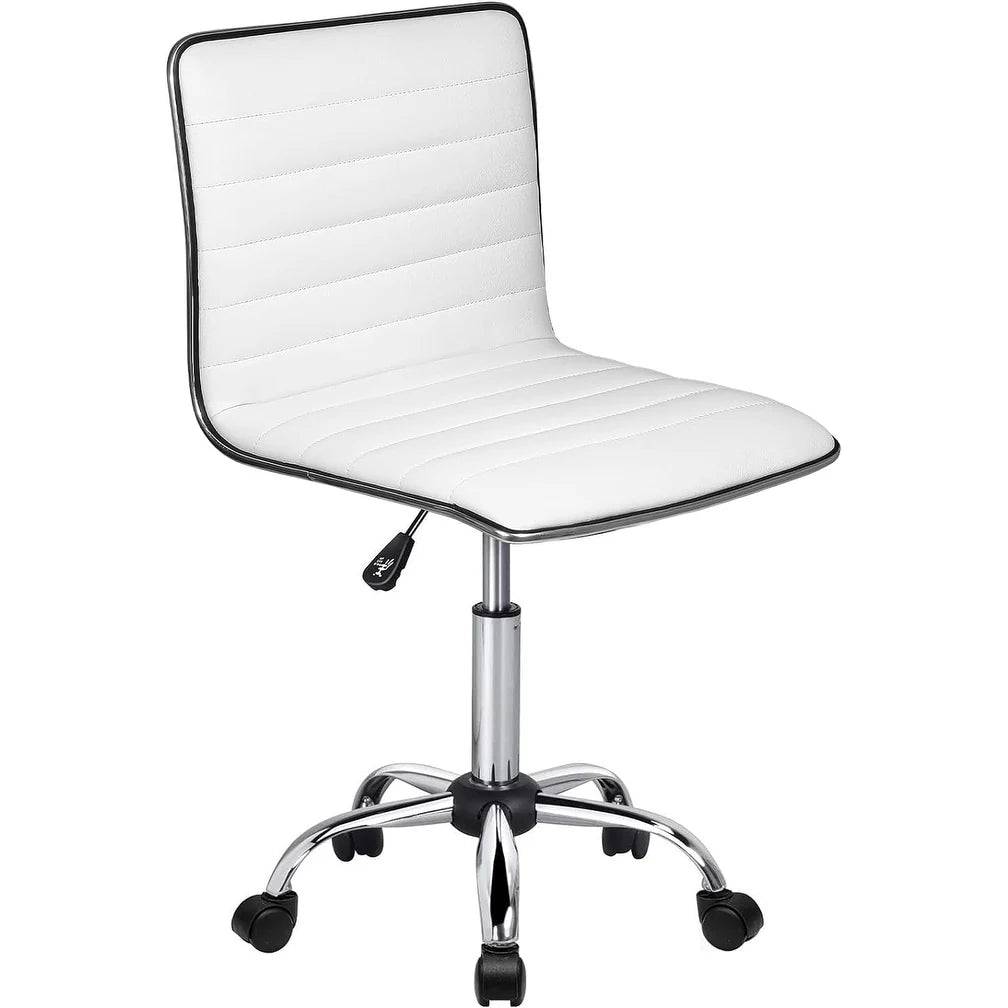 ZenVora Adjustable Mid-Back Armless Swivel Office Chair, Ribbed Task and Vanity Chair for Small Spaces