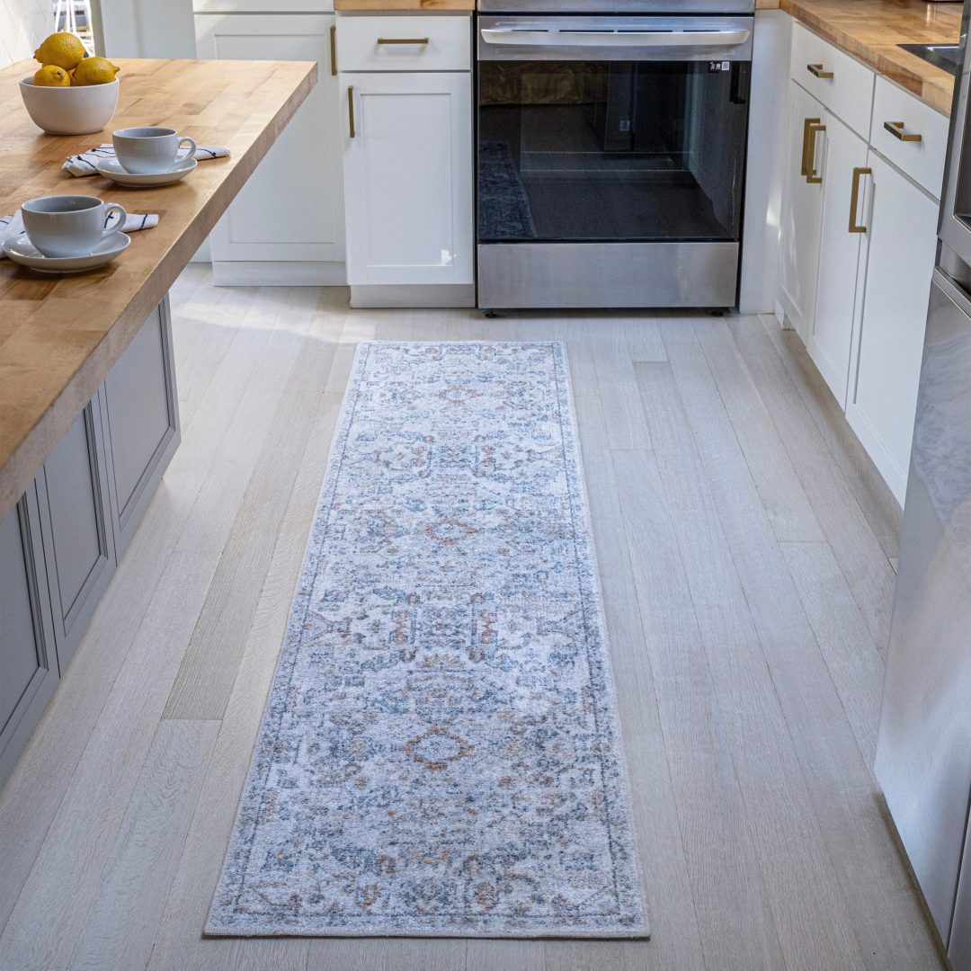 ZenVora Bohemian Medallion Low-Pile Machine-Washable Area Rug, Cream and Terra