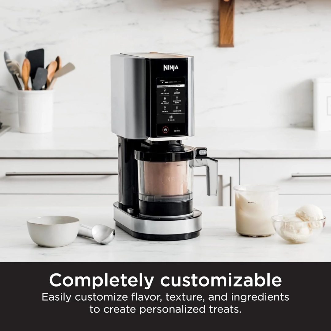ZenVora 7-in-1 Ice Cream Maker with 2 Pint Containers and Lids, Compact, Silver